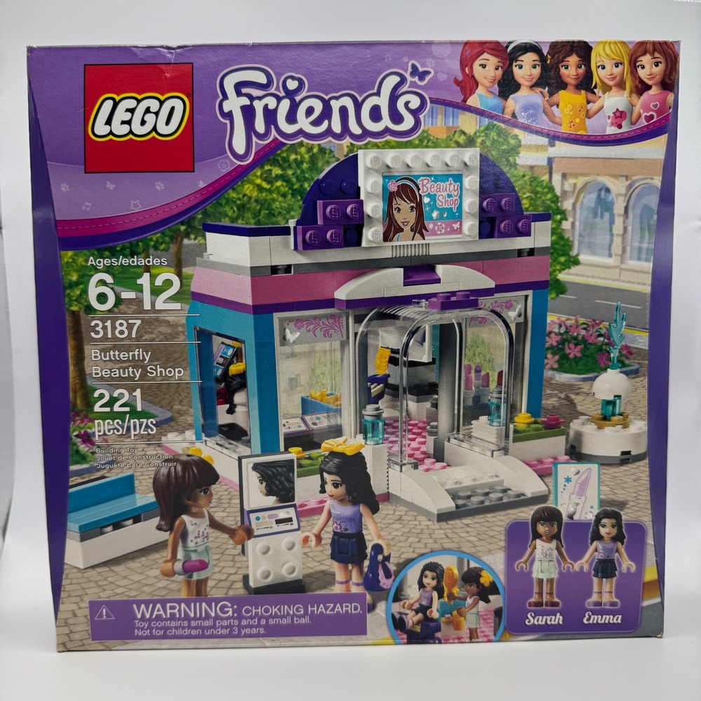 LEGO Friends Butterfly Beauty Shop 3187 Emma Sarah Mini-Dolls 221 Pcs New Sealed - Picture 1 of 4